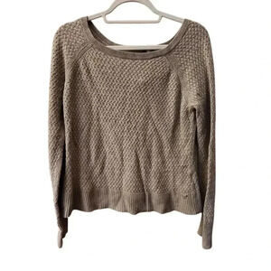 American Eagle |‎ Oatmeal Textured Crew Neck Zippered Sweater | Large